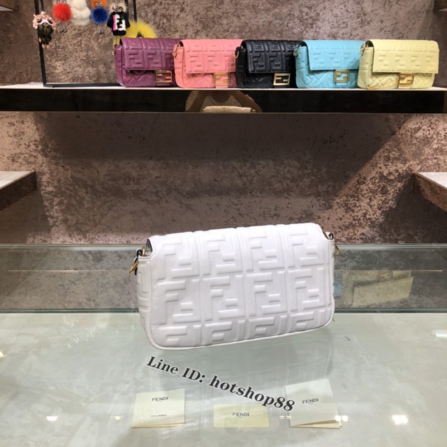 FENDI精品女包 芬迪BAGUETTE中號羊皮手袋 Fendi 0191M迷你肩背斜挎包 fdzg2535